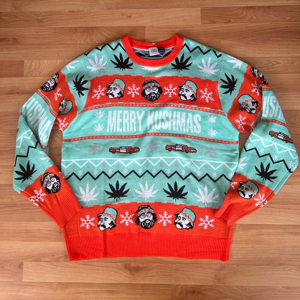 Cheech & Chong Merry KUSHMAS Sweater. Ugly Christmas Sweater everyday is Kushmas